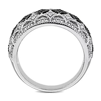 Black & White Diamond Ring Sterling Silver