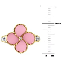 Lab Created Gemstone & Diamond Clover Ring Yellow Plated Sterling Silver