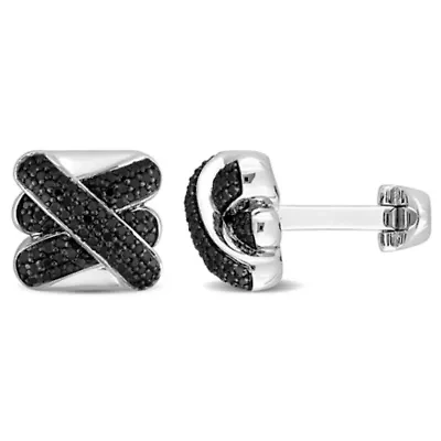 Crossover Design Men's Cufflinks Sterling Silver