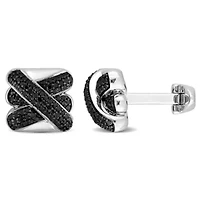 Crossover Design Men's Cufflinks Sterling Silver