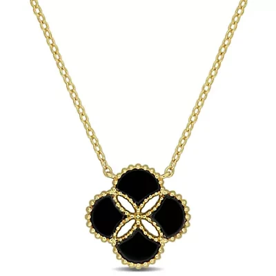 Lab Created Gemstone Quatrefoil Necklace