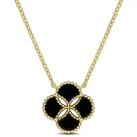 Lab Created Gemstone Quatrefoil Necklace