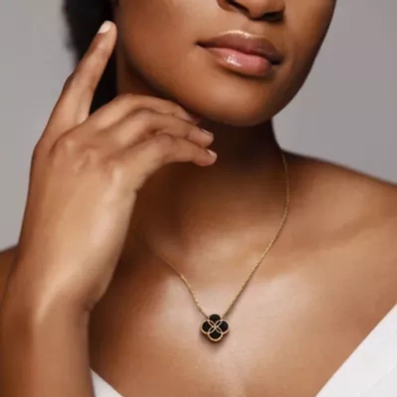 Lab Created Gemstone Quatrefoil Necklace