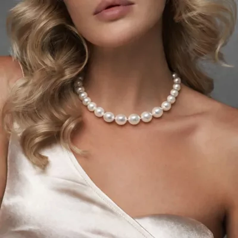 10-11mm Freshwater Cultured Pearl Necklace Sterling Silver