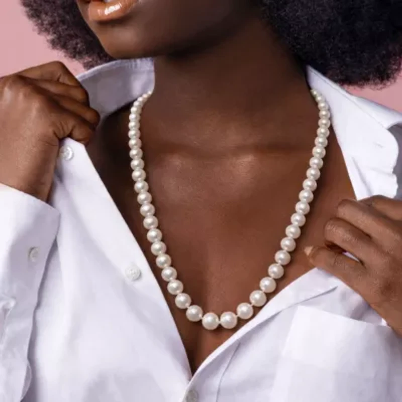 10-11mm Freshwater Cultured Pearl Necklace Sterling Silver