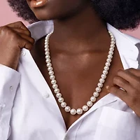 10-11mm Freshwater Cultured Pearl Necklace Sterling Silver