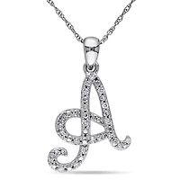 Diamond Initial Pendant with Chain 10K White Gold