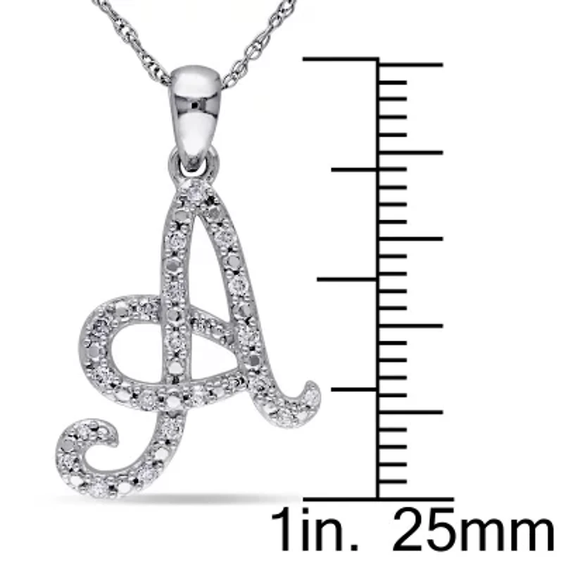 Diamond Initial Pendant with Chain 10K White Gold