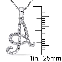 Diamond Initial Pendant with Chain 10K White Gold