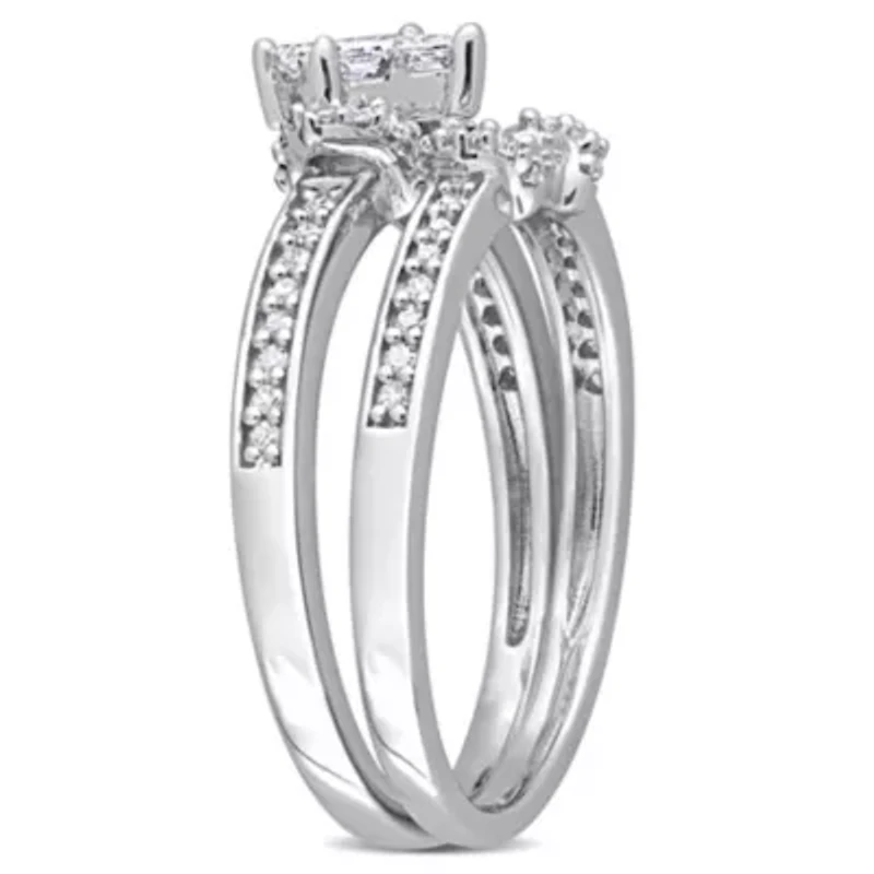 Diamond Bridal Ring Set Sterling Silver