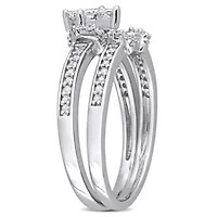 Diamond Bridal Ring Set Sterling Silver
