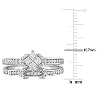Diamond Bridal Ring Set Sterling Silver