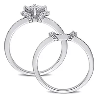 Diamond Bridal Ring Set Sterling Silver