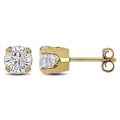 Diamond Solitaire Earrings in 14K Yellow Gold