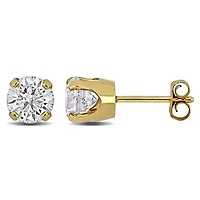 Diamond Solitaire Earrings in 14K Yellow Gold