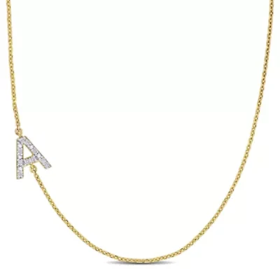 Diamond Accent Initial Necklace 14K Yellow Gold