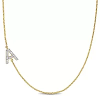 Diamond Accent Initial Necklace 14K Yellow Gold