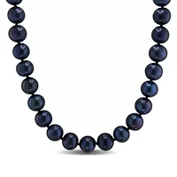 9-10mm Black Freshwater Cultured Pearl Necklace Sterling Silver