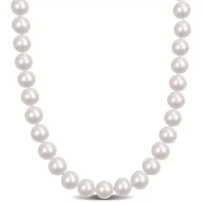 9-10mm Freshwater Cultured Pearl Necklace Sterling Silver