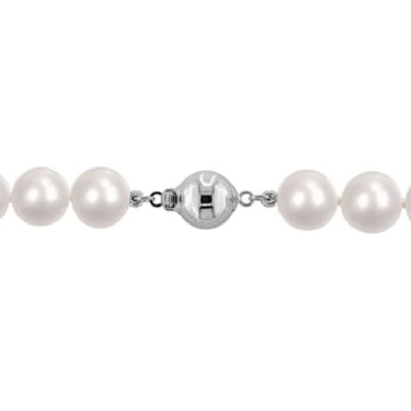 9-10mm Freshwater Cultured Pearl Necklace Sterling Silver