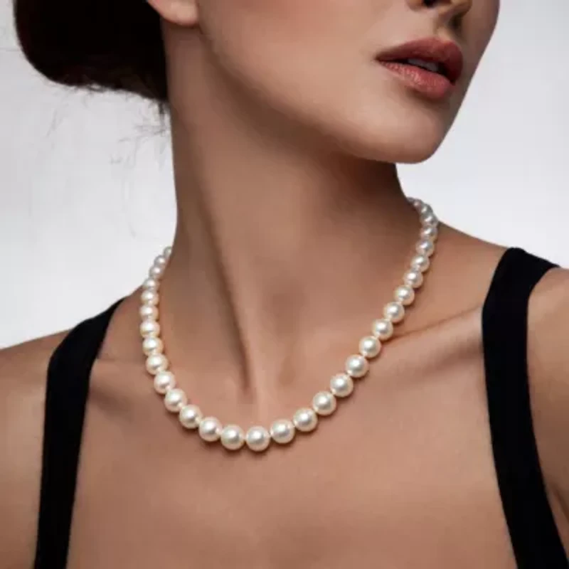 9-10mm Freshwater Cultured Pearl Necklace Sterling Silver