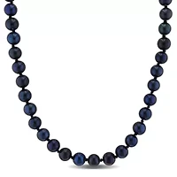 6-6.5mm Black Freshwater Cultured Pearl Necklace Sterling Silver