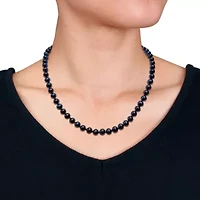 6-6.5mm Black Freshwater Cultured Pearl Necklace Sterling Silver