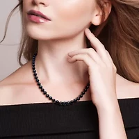 6-6.5mm Black Freshwater Cultured Pearl Necklace Sterling Silver