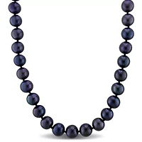 8-9mm Black Freshwater Cultured Pearl Necklace Sterling Silver