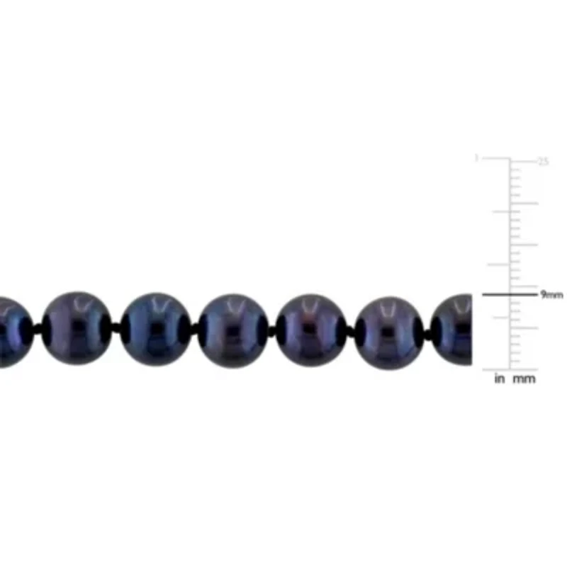 8-9mm Black Freshwater Cultured Pearl Necklace Sterling Silver