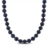 7-7.5mm Black Freshwater Cultured Pearl Necklace Sterling Silver