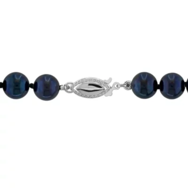7-7.5mm Black Freshwater Cultured Pearl Necklace Sterling Silver
