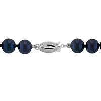 7-7.5mm Black Freshwater Cultured Pearl Necklace Sterling Silver