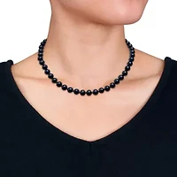 7-7.5mm Black Freshwater Cultured Pearl Necklace Sterling Silver