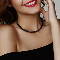 7-7.5mm Black Freshwater Cultured Pearl Necklace Sterling Silver