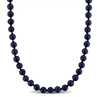 5-5.5mm Black Freshwater Cultured Pearl Necklace Sterling Silver