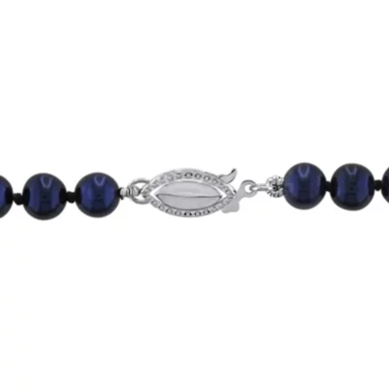5-5.5mm Black Freshwater Cultured Pearl Necklace Sterling Silver