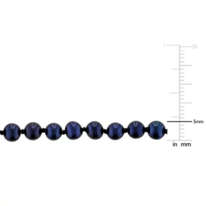 5-5.5mm Black Freshwater Cultured Pearl Necklace Sterling Silver