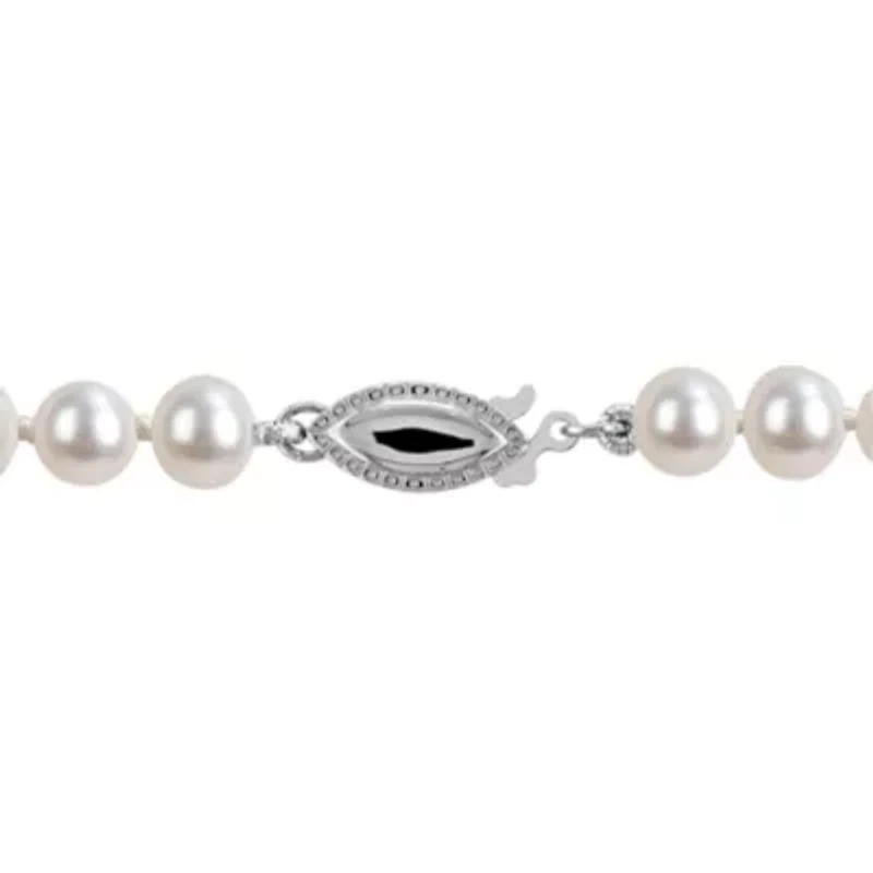 5-5.5mm Freshwater Cultured Pearl Necklace Sterling Silver