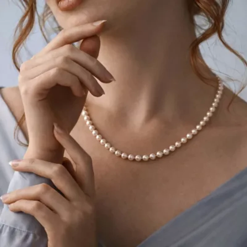 5-5.5mm Freshwater Cultured Pearl Necklace Sterling Silver