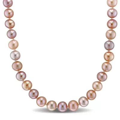 7-8mm Multi-Pink Freshwater Cultured Pearl Necklace Sterling Silver