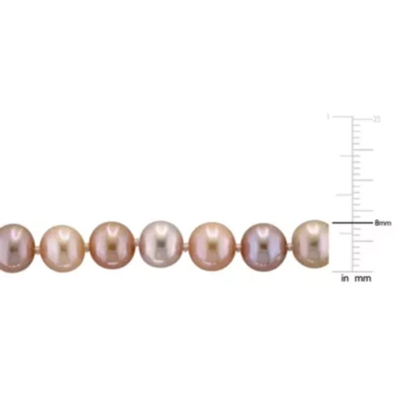 7-8mm Multi-Pink Freshwater Cultured Pearl Necklace Sterling Silver
