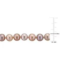 7-8mm Multi-Pink Freshwater Cultured Pearl Necklace Sterling Silver