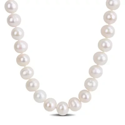 9.5-10.5mm Freshwater Cultured Pearl Necklace Sterling Silver