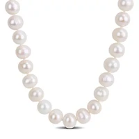 9.5-10.5mm Freshwater Cultured Pearl Necklace Sterling Silver