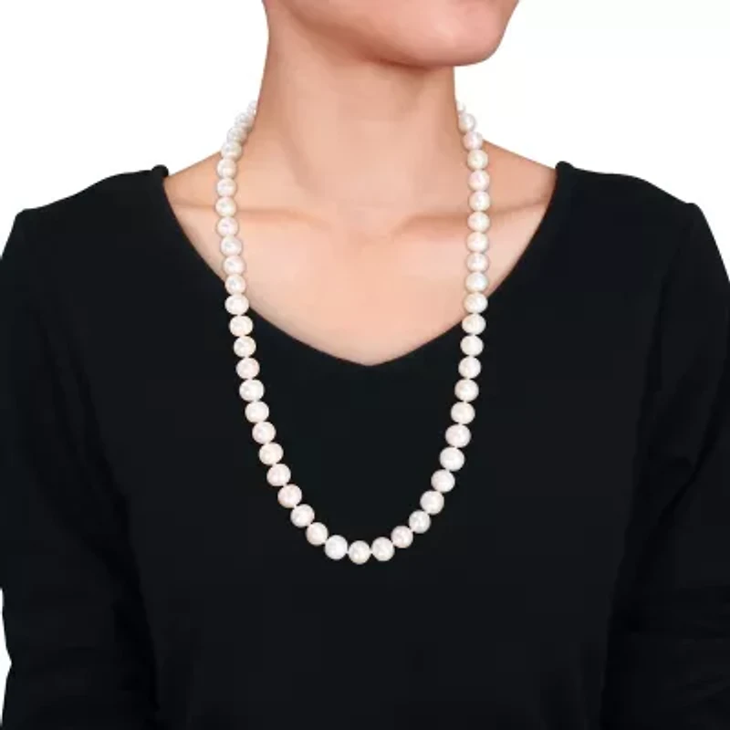 9.5-10.5mm Freshwater Cultured Pearl Necklace Sterling Silver