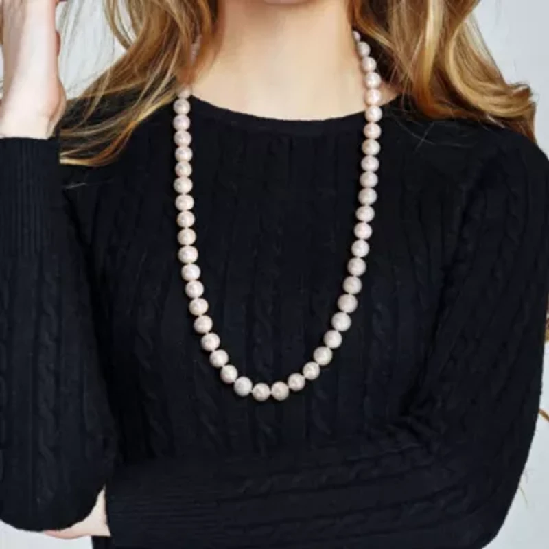 9.5-10.5mm Freshwater Cultured Pearl Necklace Sterling Silver