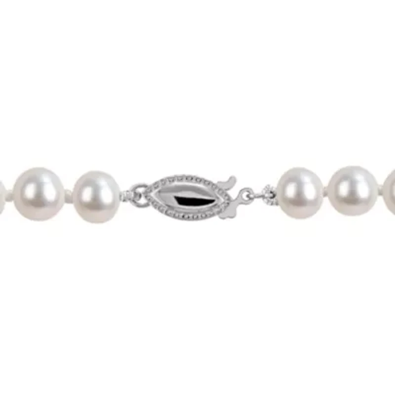 6-6.5mm Freshwater Cultured Pearl Necklace Sterling Silver