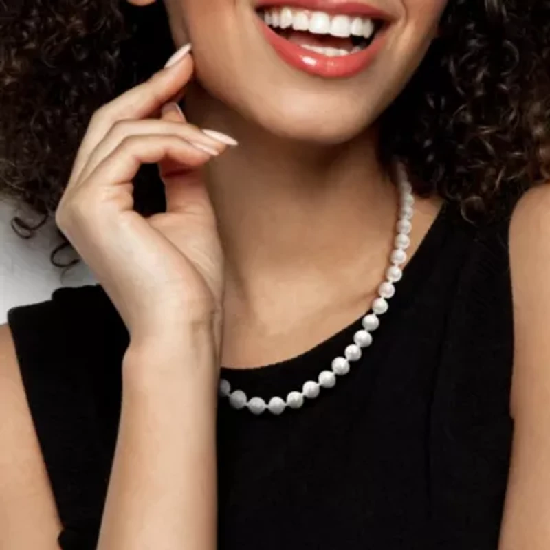 6-6.5mm Freshwater Cultured Pearl Necklace Sterling Silver