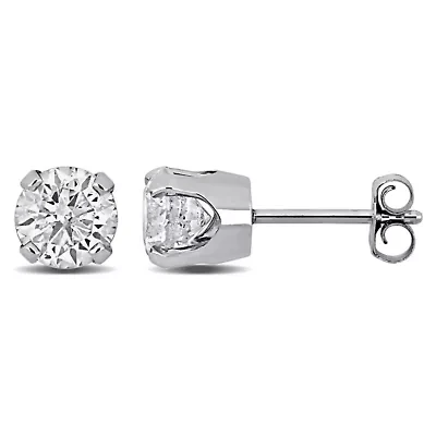 Diamond Solitaire Earrings in 14K White Gold